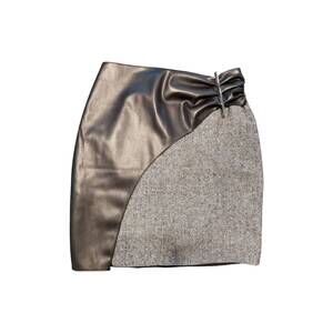 NEW CHILIA women's leather combo skirt in anthracite